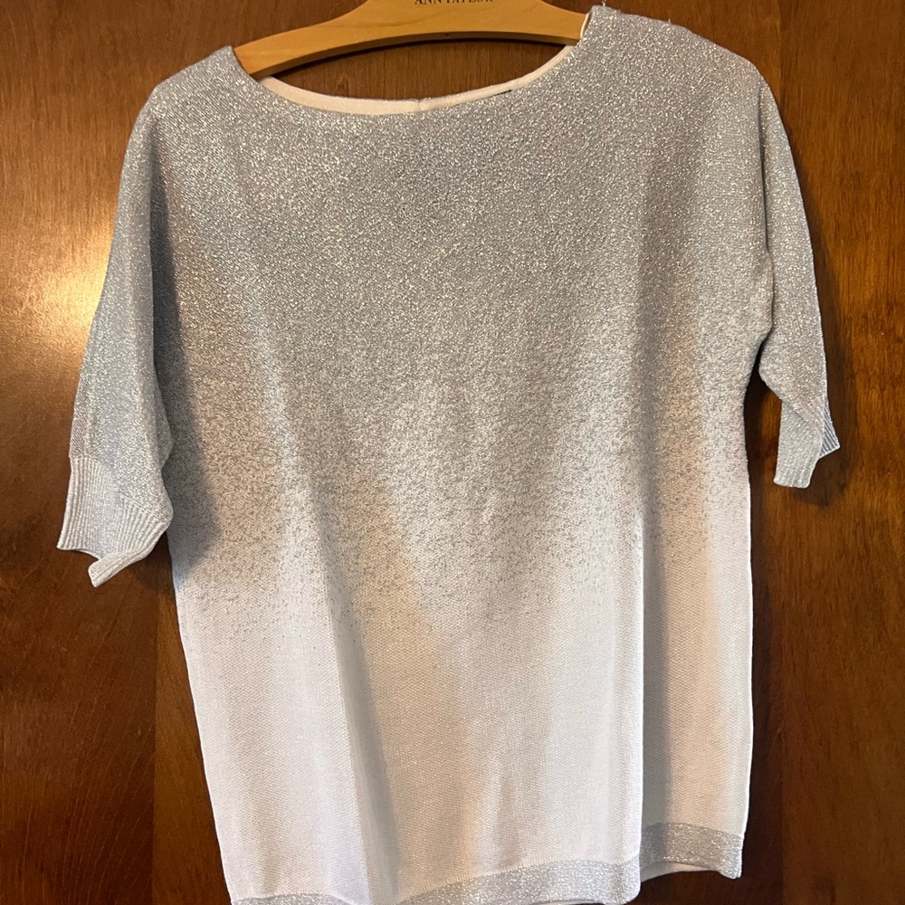 White House Black Market Silver Ombre Sweater Blouse